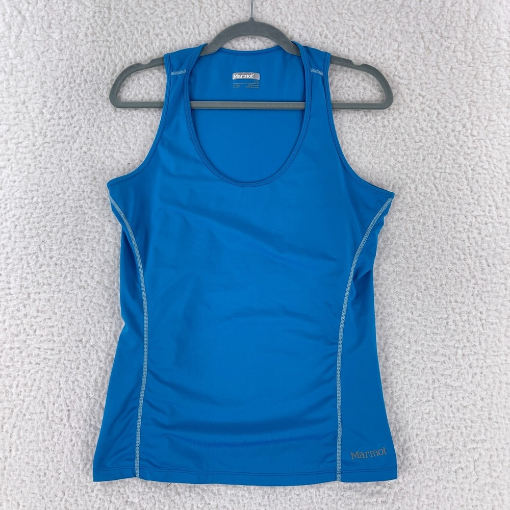 Marmot Blue Racerback Tank Top Womens Sleeveless Stretch Pullover Size Large
